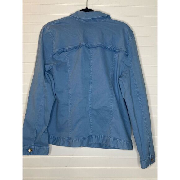 Chico’s Blue Stretchy Denim Cotton Blend Button Down Jacket Women’s Plus Size 3 - Picture 7 of 11